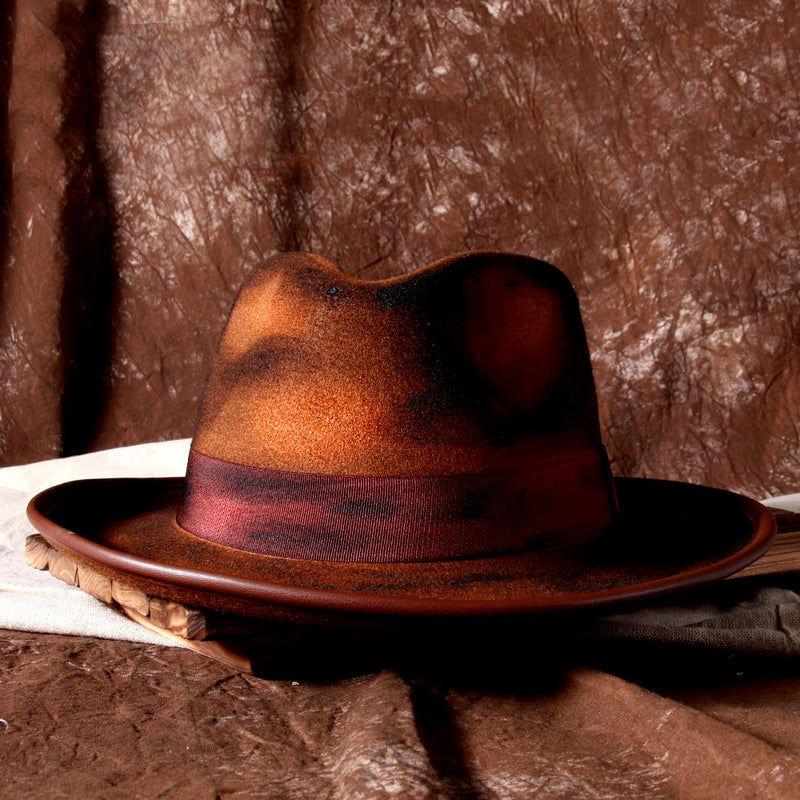 cotton wide-brim fedora hat, view 4 - MRSLM