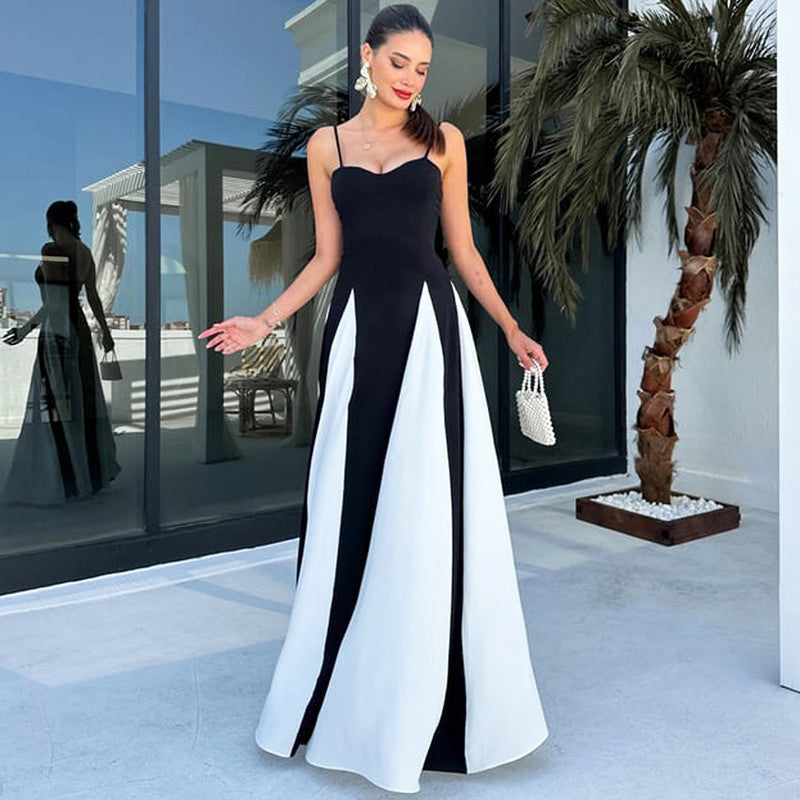 color contrast sling dress, view 2 - MRSLM