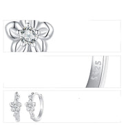 white gold zircon flower hoop earrings, view 5 - MRSLM