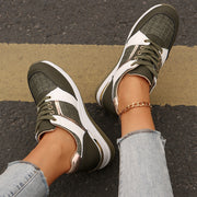 Colorblock lace-up thick-sole sneakers, view 9 - MRSLM