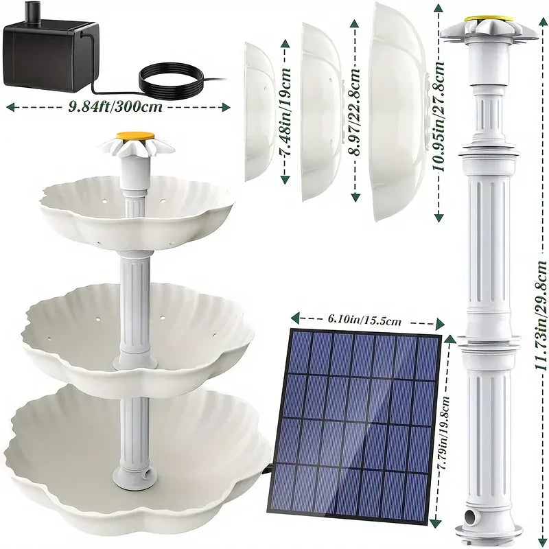 solar bird bath water fountain, view 5 - MRSLM