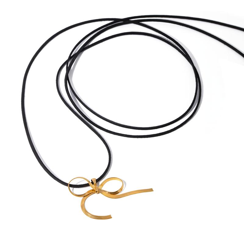 bowknot snake bone chain necklace, view 2 - MRSLM