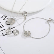 floral stainless steel jewelry set, view 6 - MRSLM