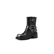retro women's ankle motorcycle boots, view 3 - MRSLM