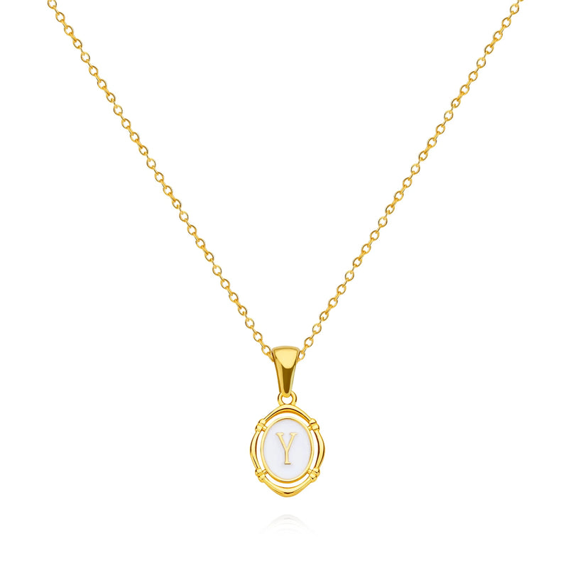 golden drip oil letter pendant necklace, view 5 - MRSLM