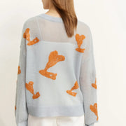 women's v-neck jacquard loose sweater, view 6 - MRSLM