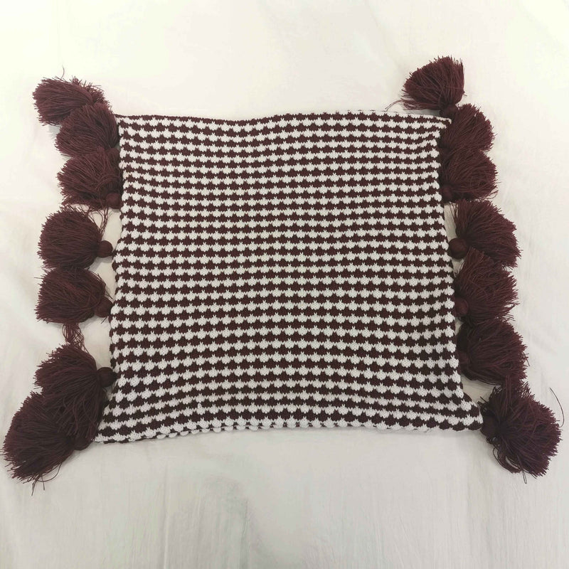 Spot plaid tassel cushion cover, view 4 - MRSLM