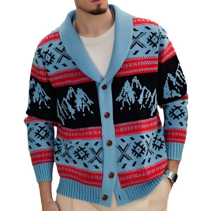 Retro Jacquard Knitted Coat