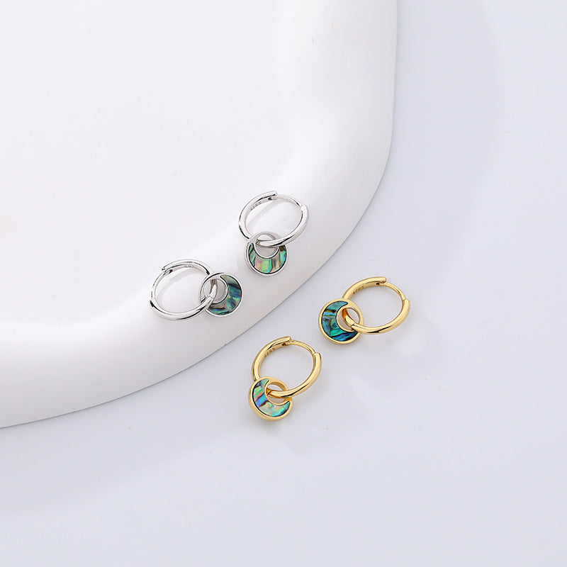 925 sterling silver abalone shell earrings, view 5 - MRSLM