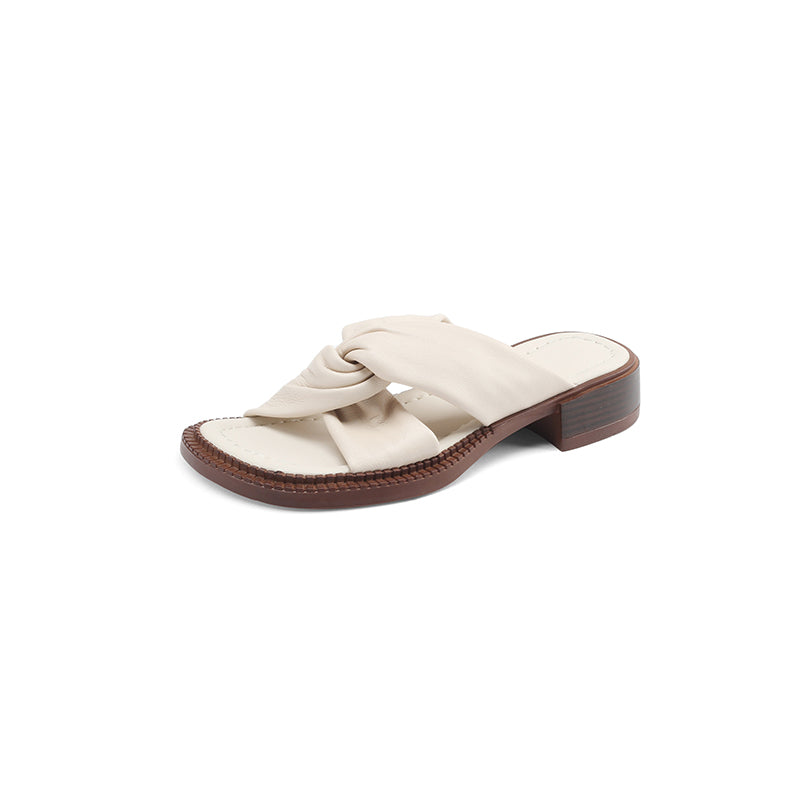 square heel leather slippers, view 2 - MRSLM