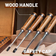 6-piece wood chisel set with wooden case, view 3 - MRSLM