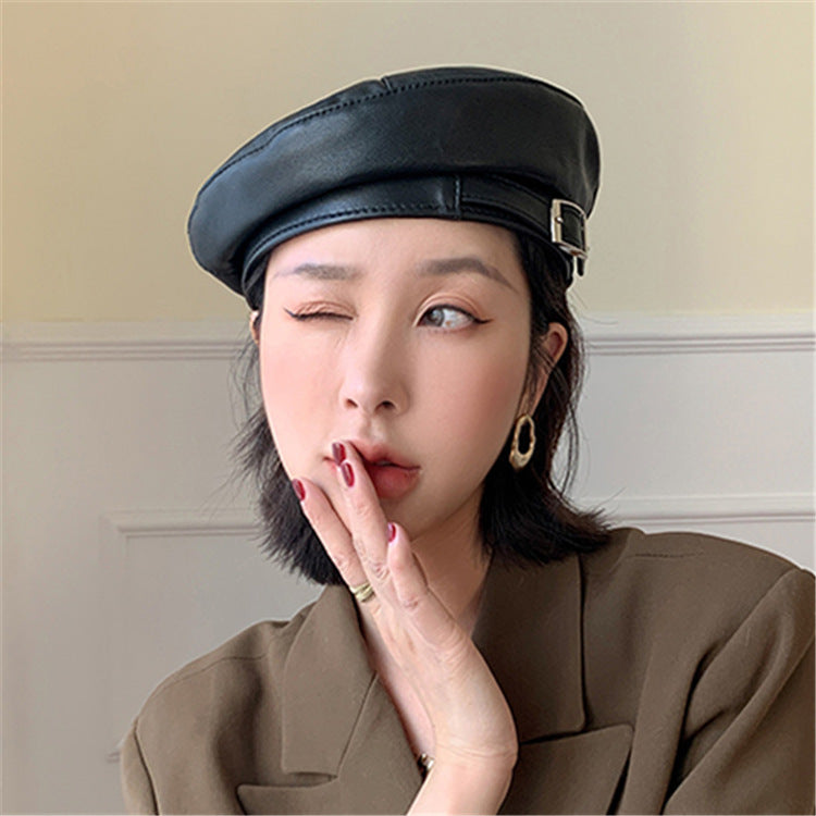 leather beret for women, view 3 - MRSLM