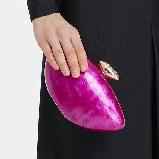 acrylic rose shell clutch, view 2 - MRSLM