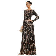 long sleeve sequined banquet dress, view 5 - MRSLM