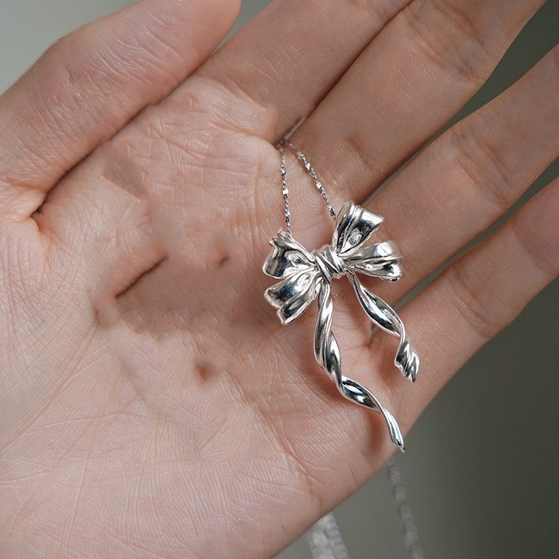 women's bow necklace S925 silver, view 4 - MRSLM