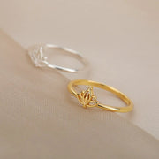 Stainless steel lotus flower ring, view 4 - MRSLM