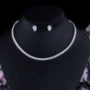 zircon heart necklace and earrings set, view 4 - MRSLM