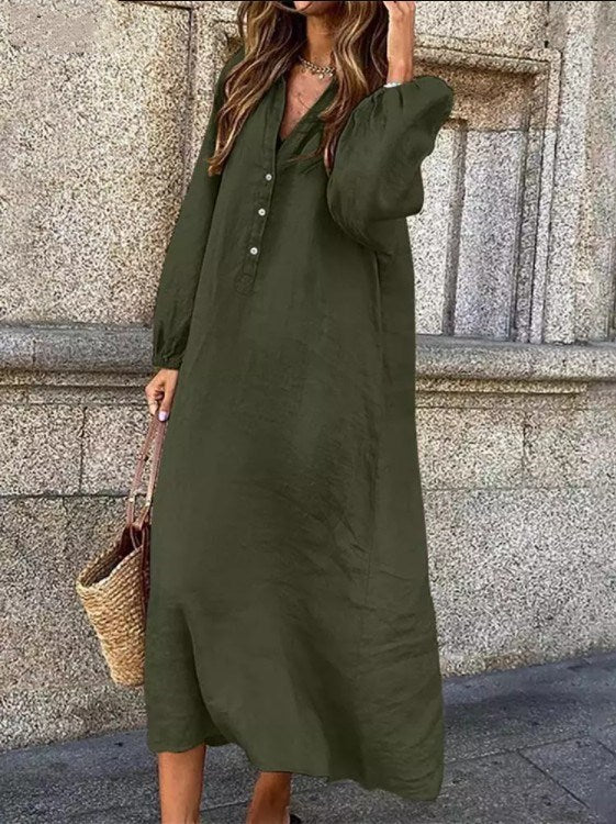 retro cotton linen swing dress, view 4 - MRSLM