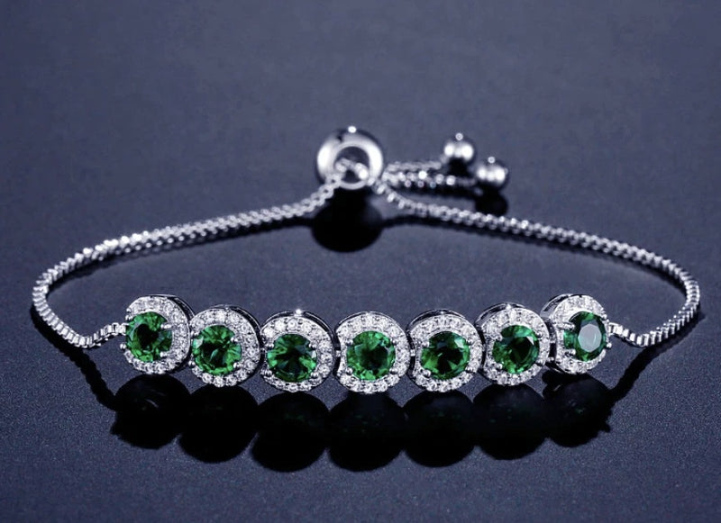 emerald zircon adjustable bracelet, view 8 - MRSLM