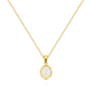 golden drip oil letter pendant necklace, view 4 - MRSLM