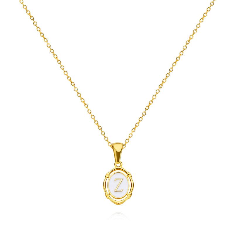 golden drip oil letter pendant necklace, view 4 - MRSLM