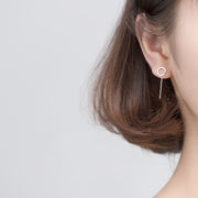 geometric round hollow silver earrings - MRSLM