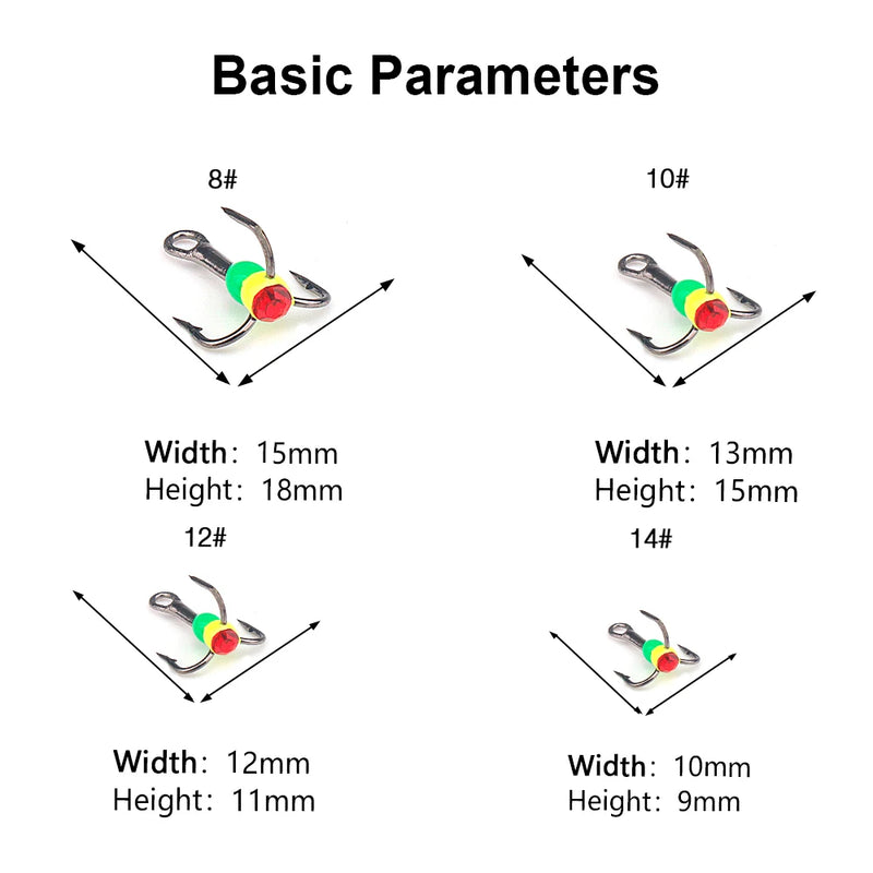 high carbon steel treble ice fishing hooks, view 9 - MRSLM