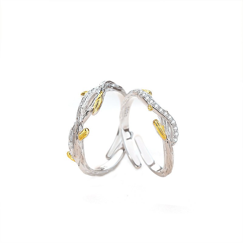 branch couple silver ring, view 5 - MRSLM