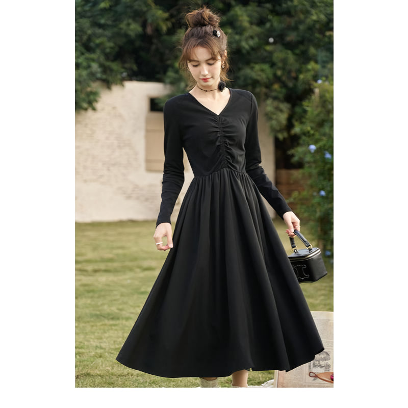 black knitted smocked midi dress, view 5 - MRSLM