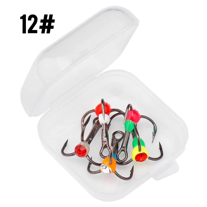 high carbon steel treble ice fishing hooks, view 3 - MRSLM