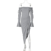 Off-neck split dress for women, view 6 - MRSLM