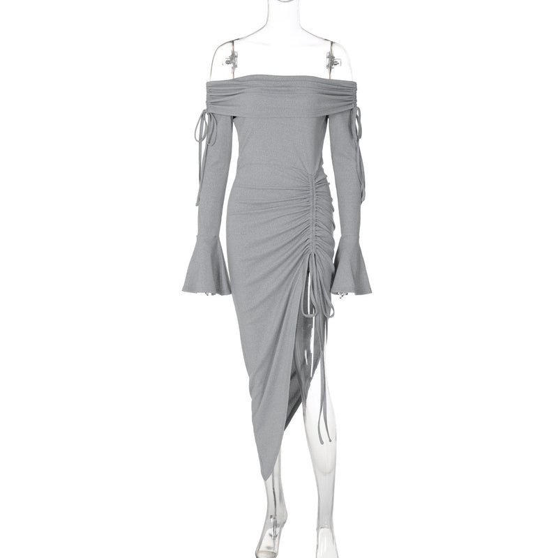 Off-neck split dress for women, view 6 - MRSLM