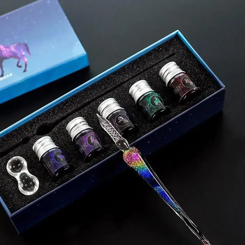 Rainbow crystal glass dip pen watercolor set, view 3 - MRSLM