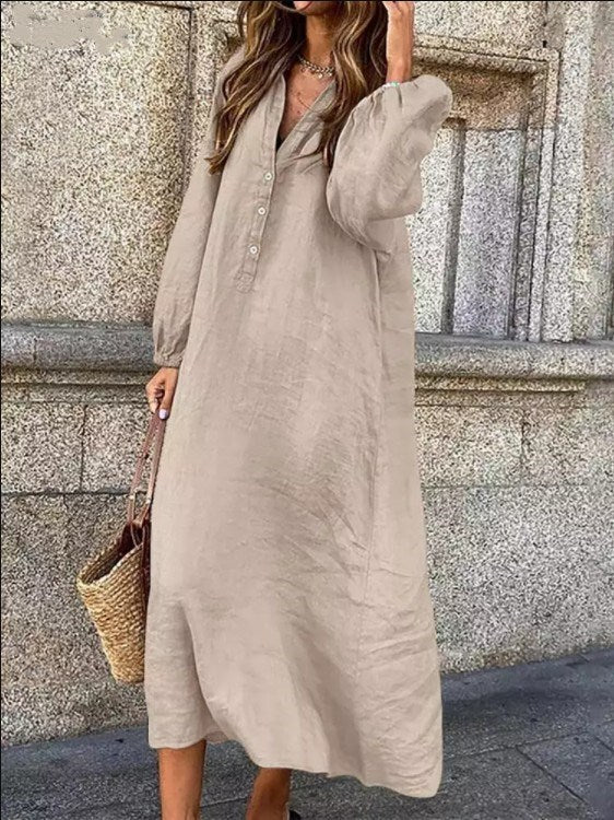 retro cotton linen swing dress, view 8 - MRSLM