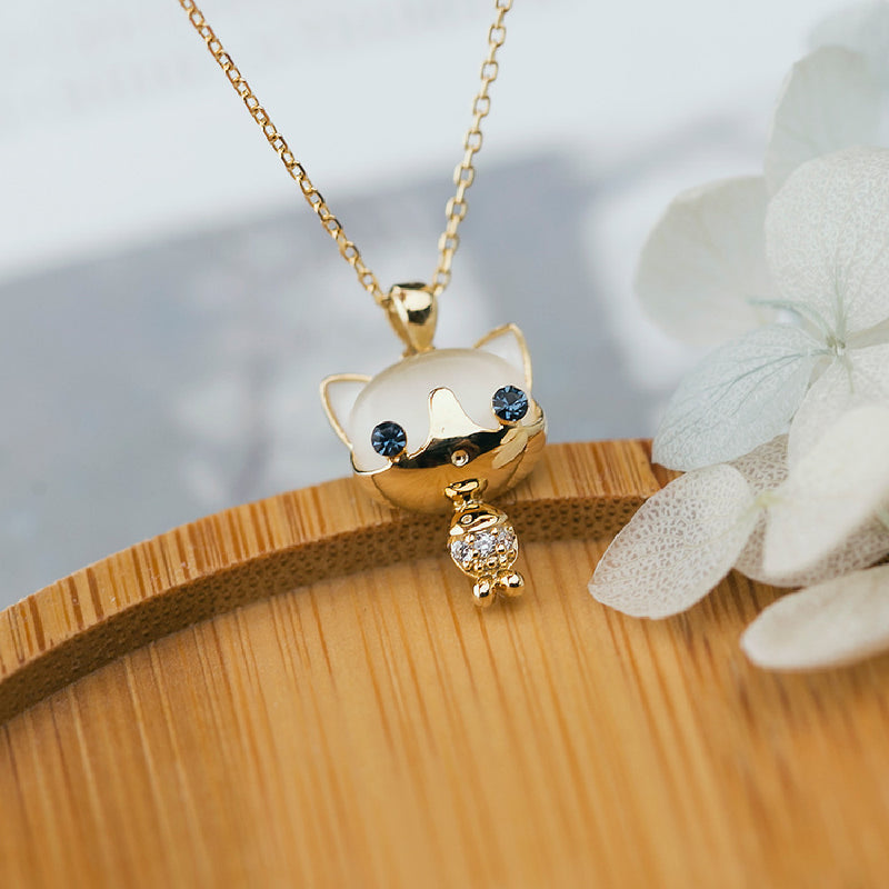 silver necklace with gift box, view 3 - MRSLM