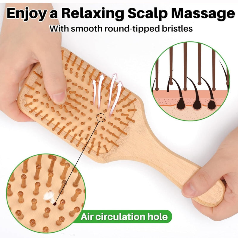 bamboo paddle cushion hair brush, view 6 - MRSLM