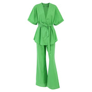 women's cotton linen top and pants set, view 6 - MRSLM