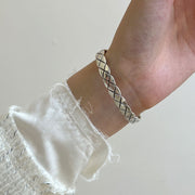 retro sterling silver bangle, view 3 - MRSLM