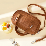 woven leather crossbody pillow bag, view 9 - MRSLM