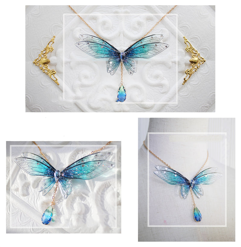 fairy ombre wings necklace, view 4 - MRSLM
