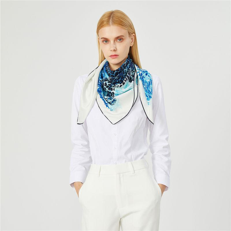 Leopard twill silk scarf 90cm, view 5 - MRSLM