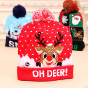 Light-up LED Christmas knit beanie with pom-pom, view 7 - MRSLM