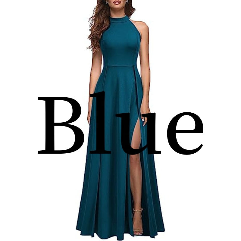 halter slit evening dress, view 11 - MRSLM