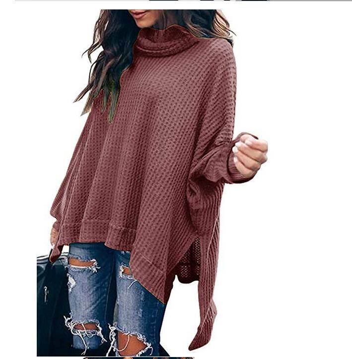 women's high collar irregular hem sweater, view 5 - MRSLM