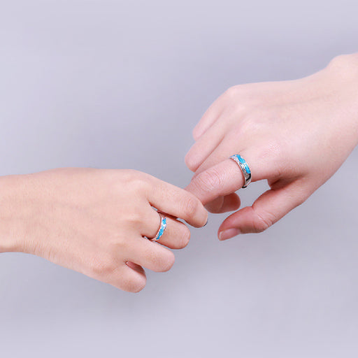 couple sterling silver ring flowing water band - MRSLM