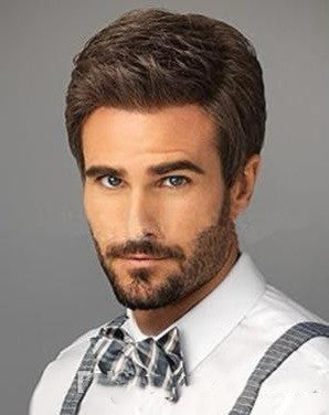 men's short straight brown wig, view 3 - MRSLM