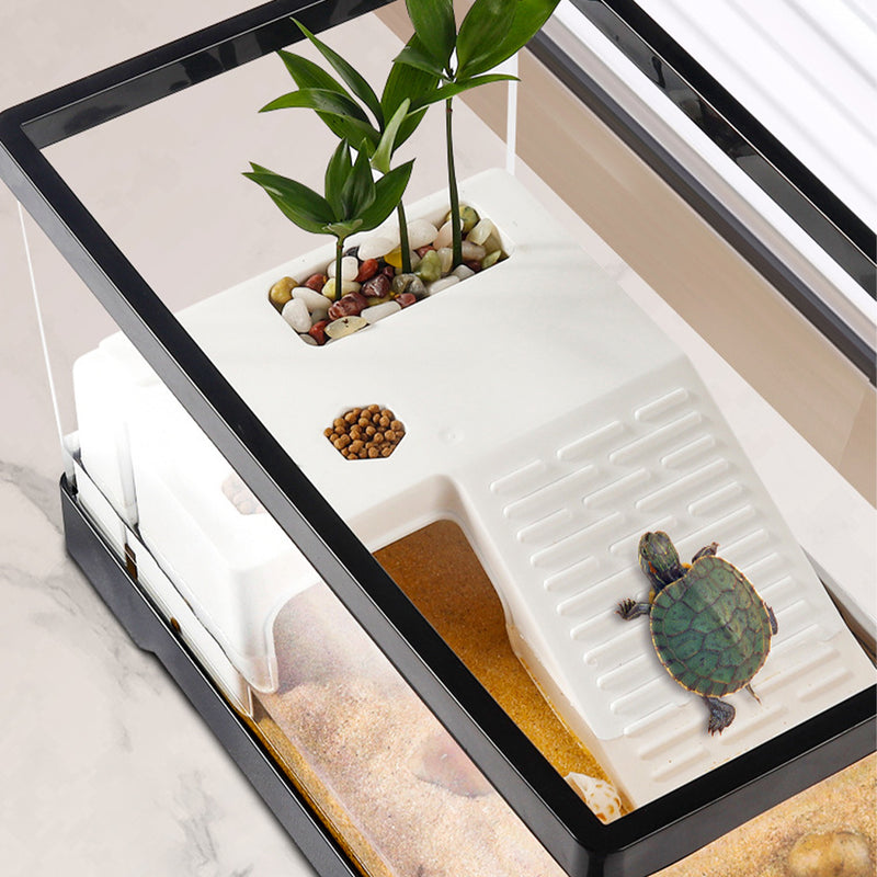 turtle tank with drain and basking platform, view 6 - MRSLM