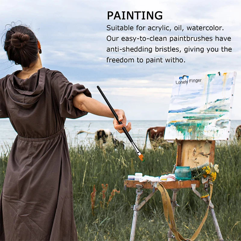 9pcs filbert paint brushes set, view 6 - MRSLM