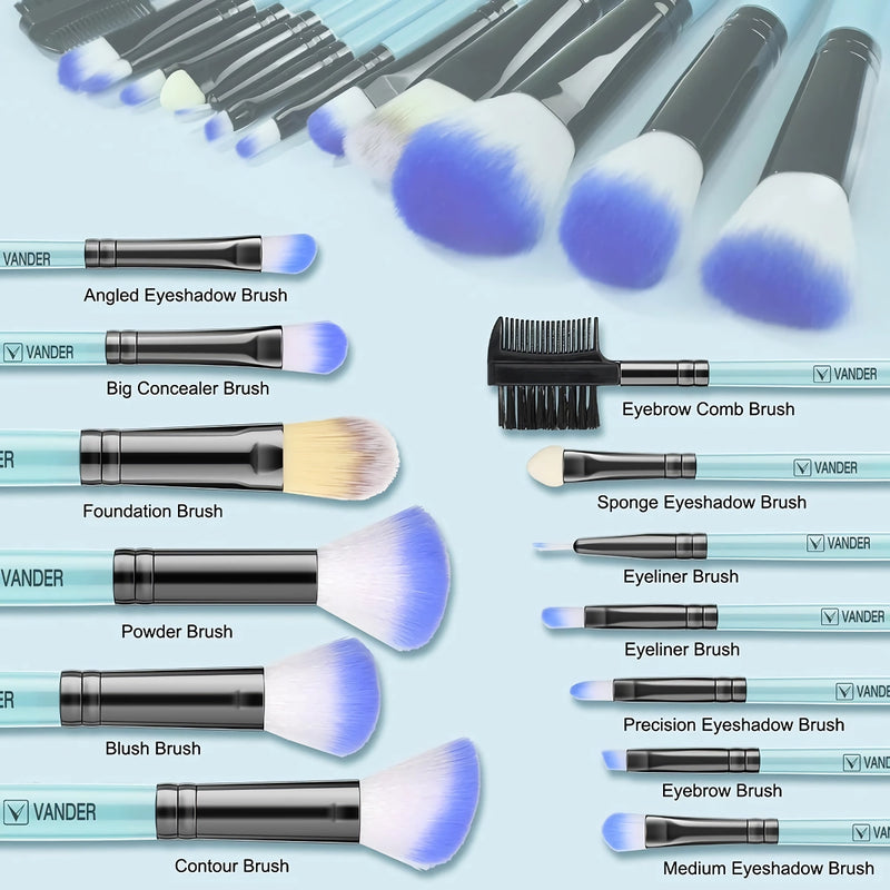 32pcs blue makeup brushes set, view 7 - MRSLM