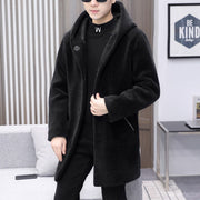 double-sided hooded fleece coat, view 6 - MRSLM